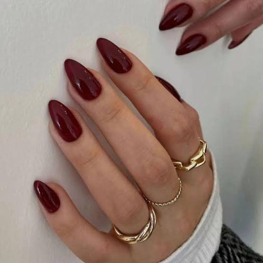 Burgundy Nails - Almond